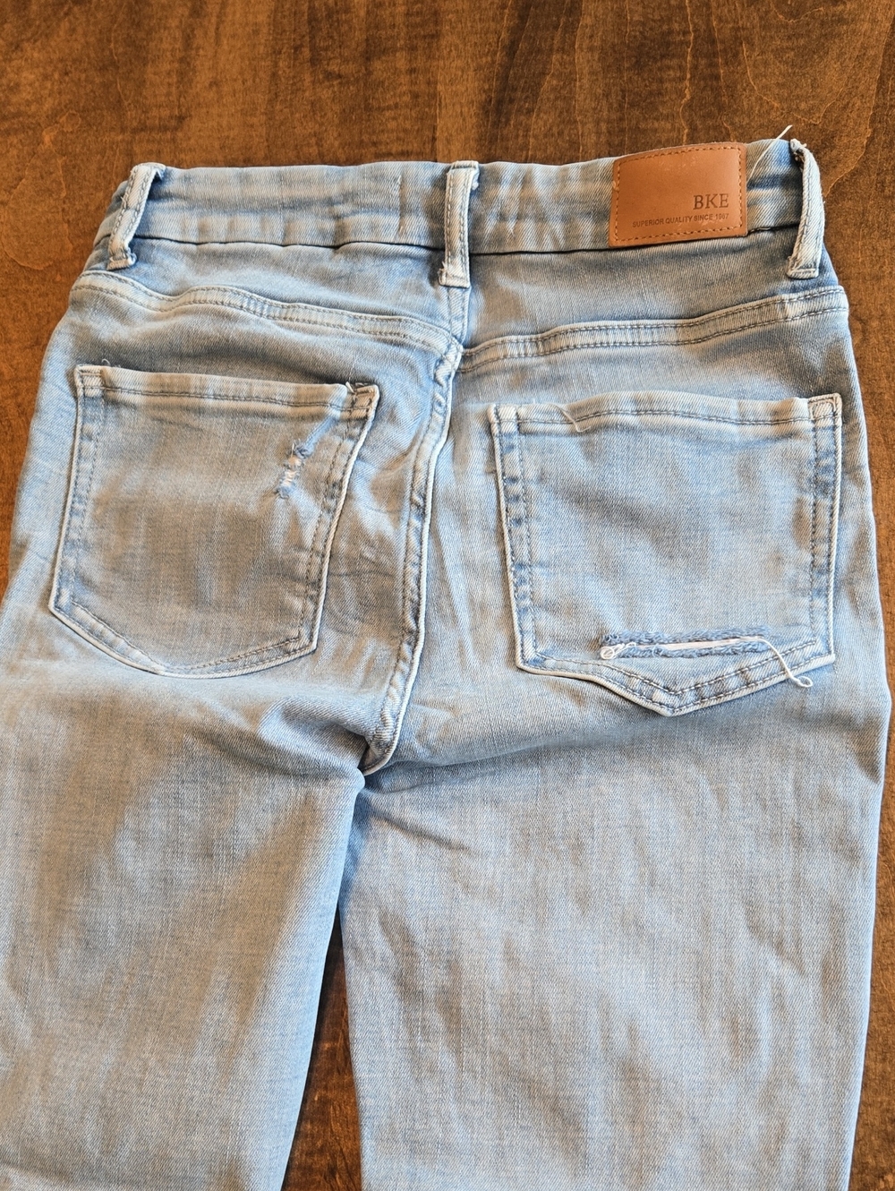 BKE Light Blue Skinny Jeans with Back Pocket Detail